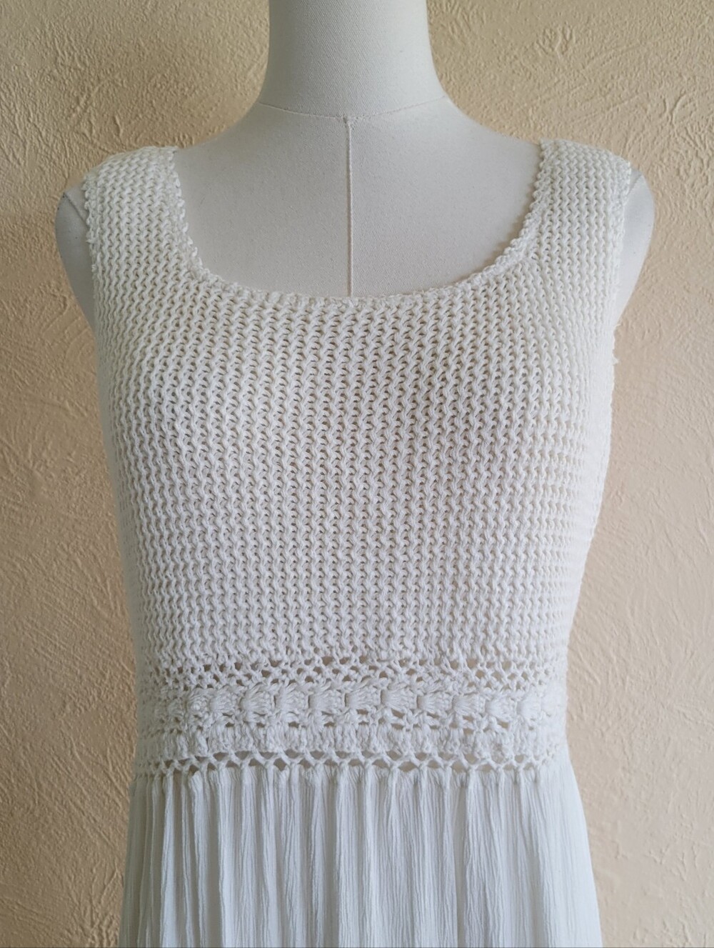 Mix Nouveau | Vintage White Knit & Tiered Boho Dress - Picture 2 of 8